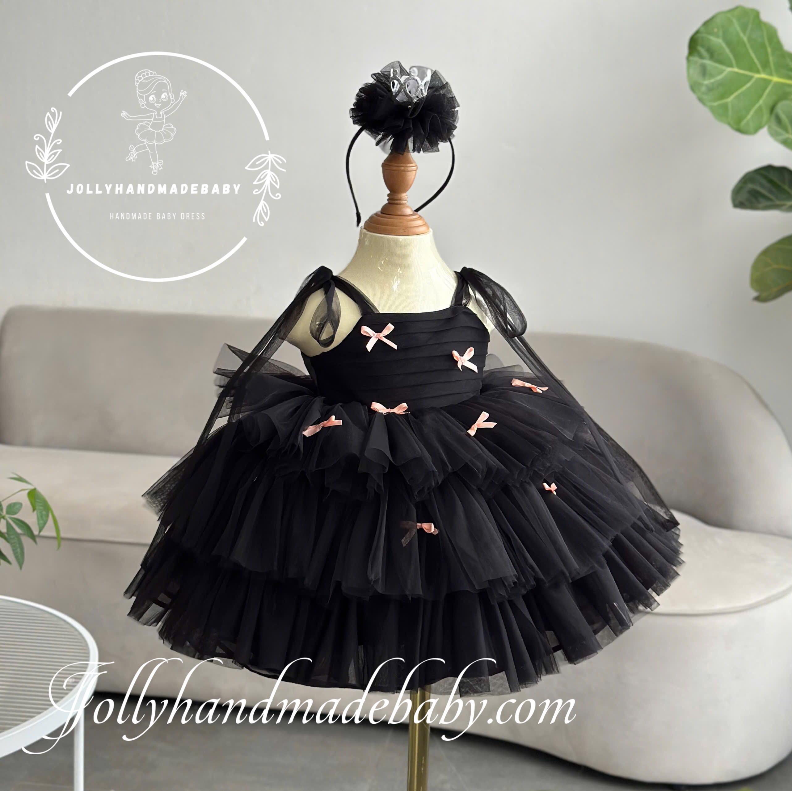 トップス Treat Girl's tulle frill jersey black Black Tulle Baby Dress: Special Occasion Girl's Outfit With