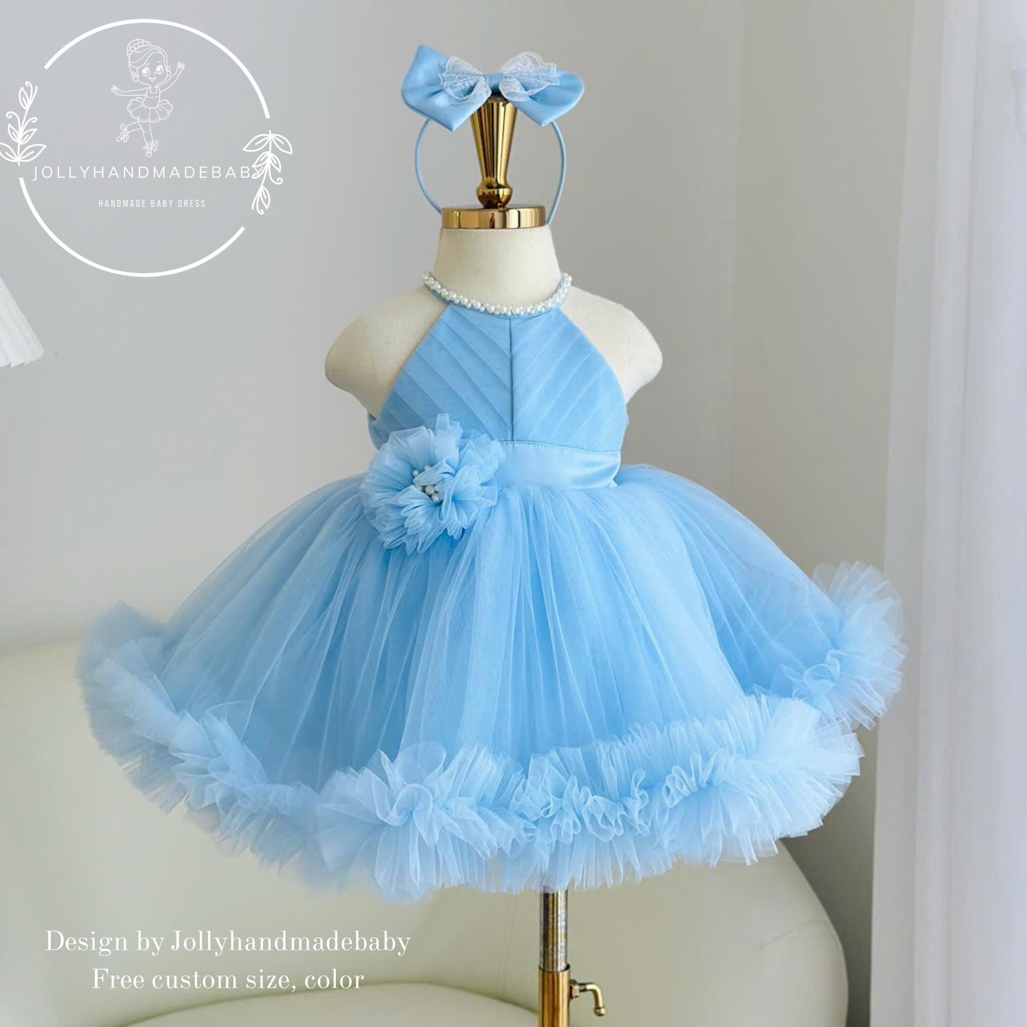 blue halter tutu dress Lou Tulle Halter Tiered Blue Dress  Love, Odette