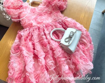 Girls Flower Fluffy Dress: Rosy Baby Tulle Dress | Celebrating Your Girl’s Special Day