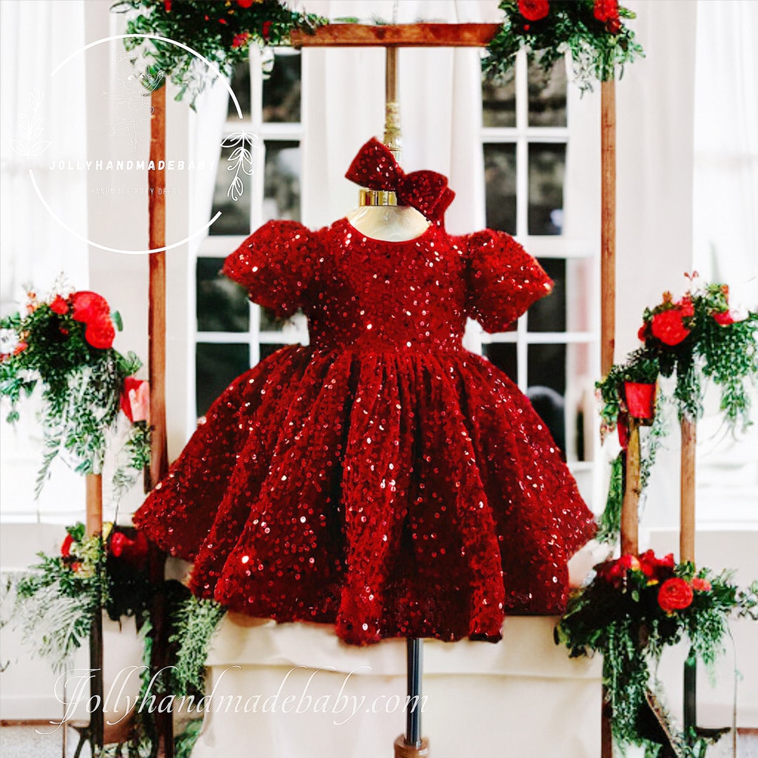 Red Girls Sequin Dress Baby Girl Birthday Dress