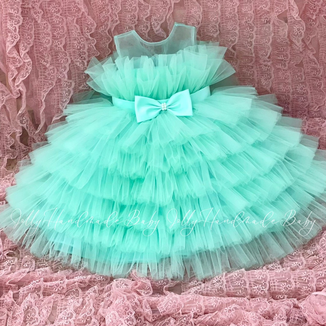 PINK FLUFFY DRESS Dusty Rose Flower Baby Dress Party Wear Etsy