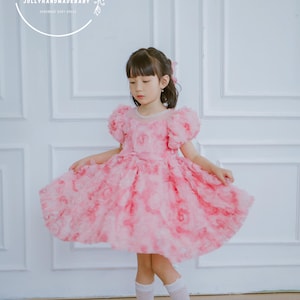 Girls Flower Fluffy Dress: Rosy Baby Tulle Dress | Celebrating Your Girl’s Special Day