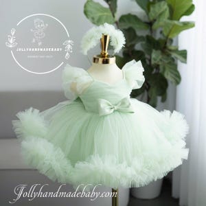 Conjunto de bebé salvia - Vestido de tul color salvia - Vestido color salvia para bebé - Talla y color personalizados que te encantan