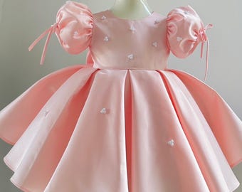 pink dress 12 18 months Vigerkar Baby Girl Tulle Dress Casual Flower Embroidery Toddler Dresses (Pink, 12-18 Months)