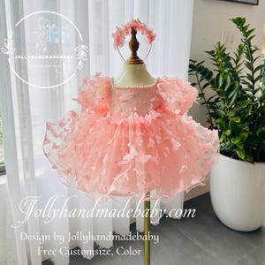 BABY BUTTERFLY DRESS - Birthday Party Tulle Dress For Baby Girls - Baby Tulle Dress With Butterflies - Baby Girl Wedding Dress