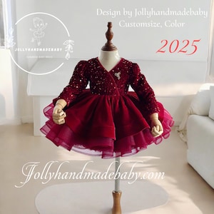Sequin Velvet Red Christmas Dress for Girls – Holiday Party Princess Outfit 2025
