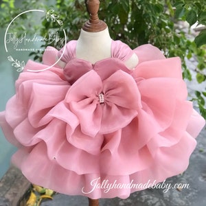 Robe d'été rose poudré pour fille Robe tutu faite main pour fille Vêtements fille personnalisés image 5