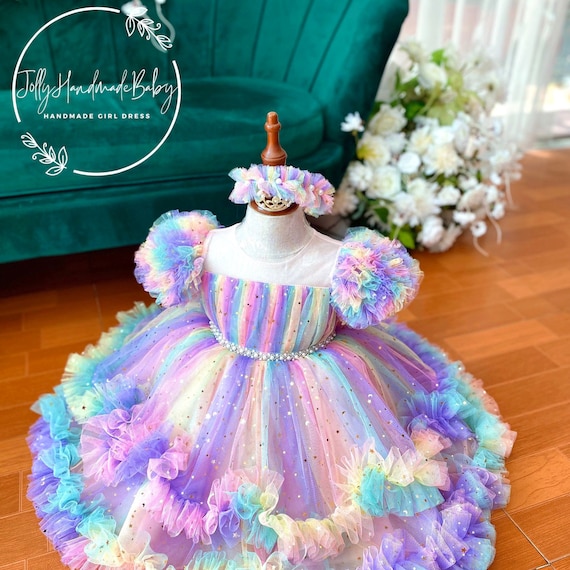 Tutu Dress For Girls Toddler Tutu Set Rainbow Tulle Skirt