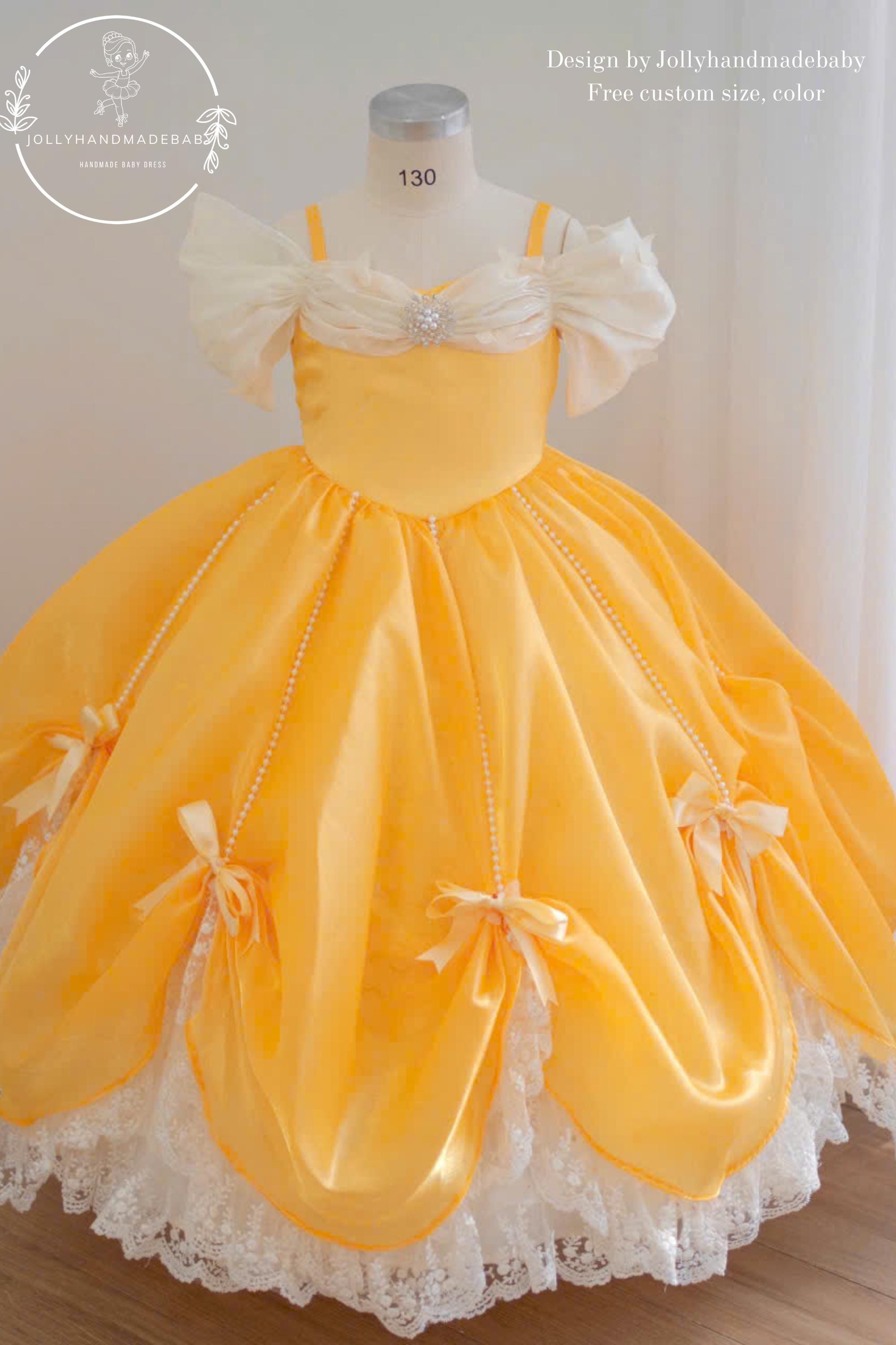 Yellow Princess Dress for Girl, Inspired Dress, Flower Girl Ball 
