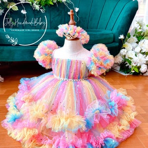 Regenbogen Tüll Kleid | Mauve Mädchen Kleid | Baby Mädchen Kleid | Baby Mädchen Tüll Kleid