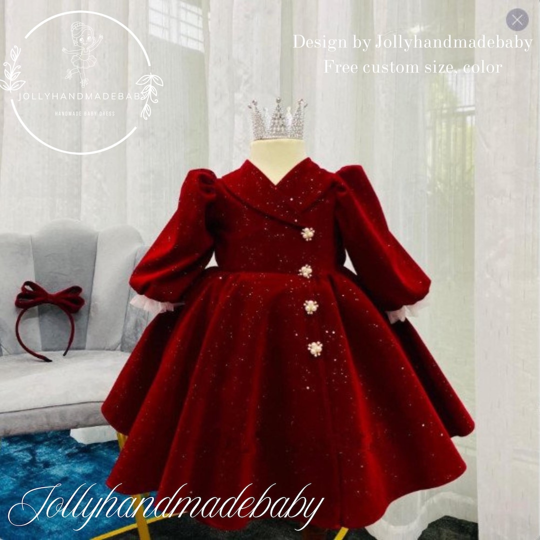 Velvet Red Christmas Princess Dress  Elegant Holiday Outfit for Girls -  Etsy