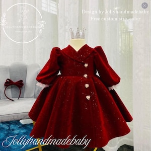 Velvet Red Christmas Princess Dress – Elegant Holiday Outfit for Girls