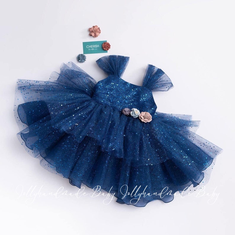 Girls Sparkle Dress Royal Blue Dress for Baby Toddlers Pearl Etsy