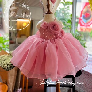 ROBE BÉBÉ LAVANDE Robe duveteuse fleurie avec nœud pour fille Robes pour bébé fille Tenue d'anniversaire fille Cadeau nouveau-né Robe d'anniversaire Dusty Rose