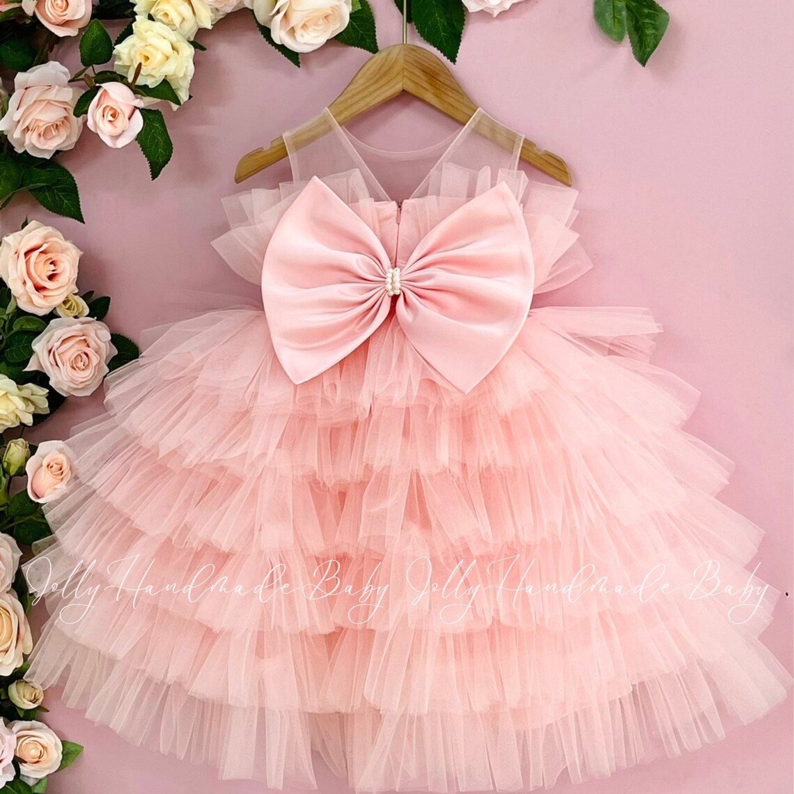 PINK FLUFFY DRESS Dusty Rose Flower Baby Dress Party Wear Etsy