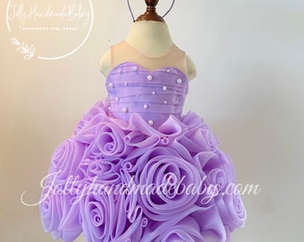 LAVENDEL-BABY KLEID | Mädchen Blumen flauschiges Kleid mit Schleife | Säugling Mädchen Kleider | Mädchen-Geburtstags-Outfit | Neugeborene Geschenk | Geburtstag tragen Kleid