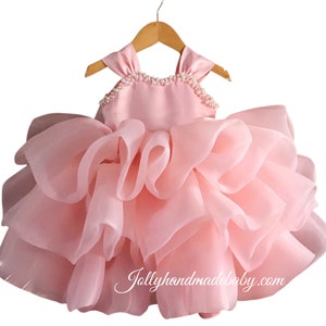 Robe d'été rose poudré pour fille Robe tutu faite main pour fille Vêtements fille personnalisés image 7