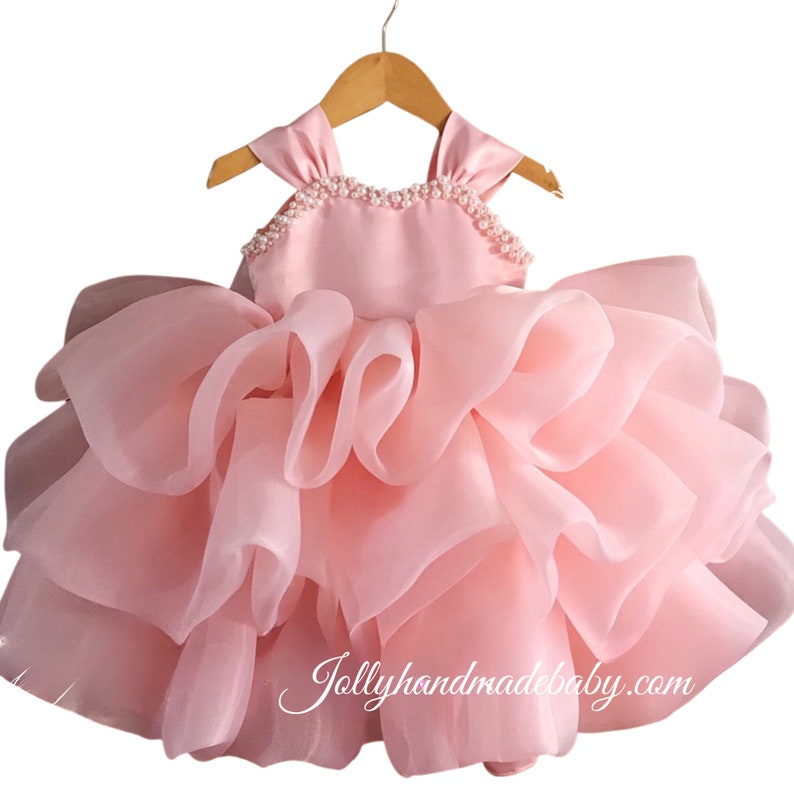 Robe d'été rose poudré pour fille Robe tutu faite main pour fille Vêtements fille personnalisés image 7