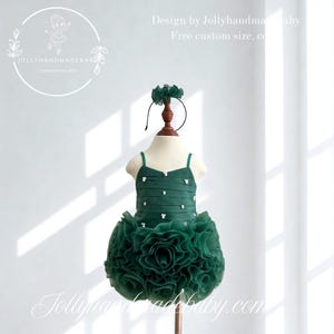 Emerald Green Tulle Rosette Dress: Baby, Toddler, Flower Girl Outfit