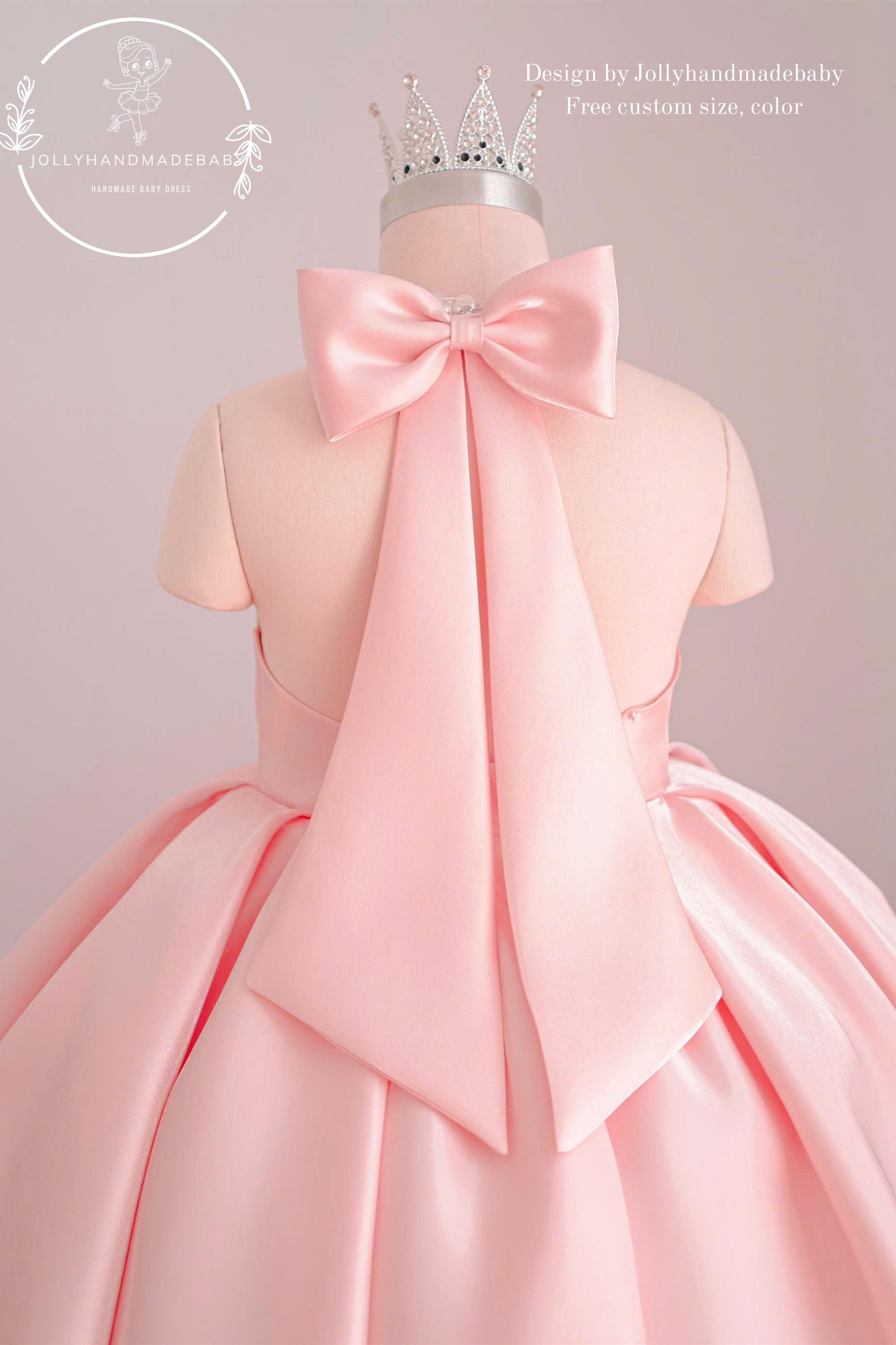 Blush Flowertulle Dress - Baby Birthday Dress - Baby Girl Dress - Custom Size Girl Dress