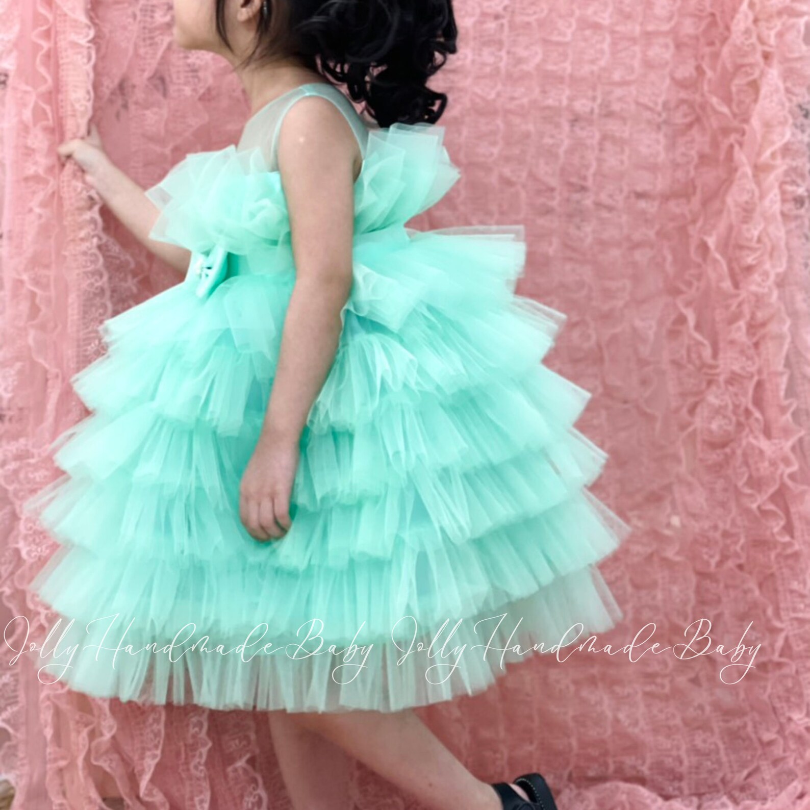 PINK FLUFFY DRESS Dusty Rose Flower Baby Dress Party Wear Etsy