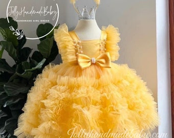 Cat Dress For Girls - Blue Sunflower Dress  - Baby Ruffle Tutu