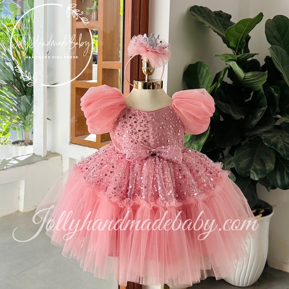 Pink Tulle Baby Girl Dress with Ribbon, Pink Girl Puffy Dress, Pink Baby  Tutu Dress, Princess Dress, Baby Flower Dress, Baby Wedding Dress