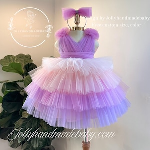 Lavender Tulle Baby Dress: Flower Girl Birthday Outfit