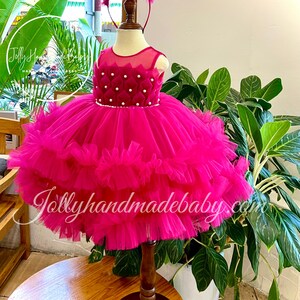 Robe en tulle arc-en-ciel Robe fille mauve Robe bébé fille Robe en tulle pour bébé fille Hot Pink