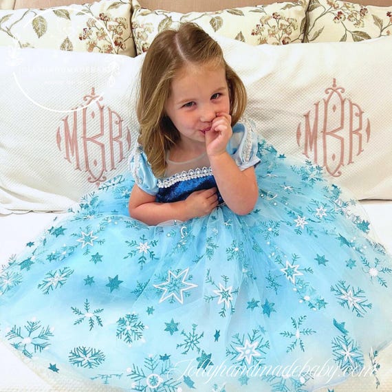 ice blue winter dress Snowflake Tulle for Baby Girls, Blue Baby Dress, Handmade Baptism & Photoshoot Outfit long white mesh sleeves SALE  DRESS Plus Size Bodycon Dress Size:10Y/140