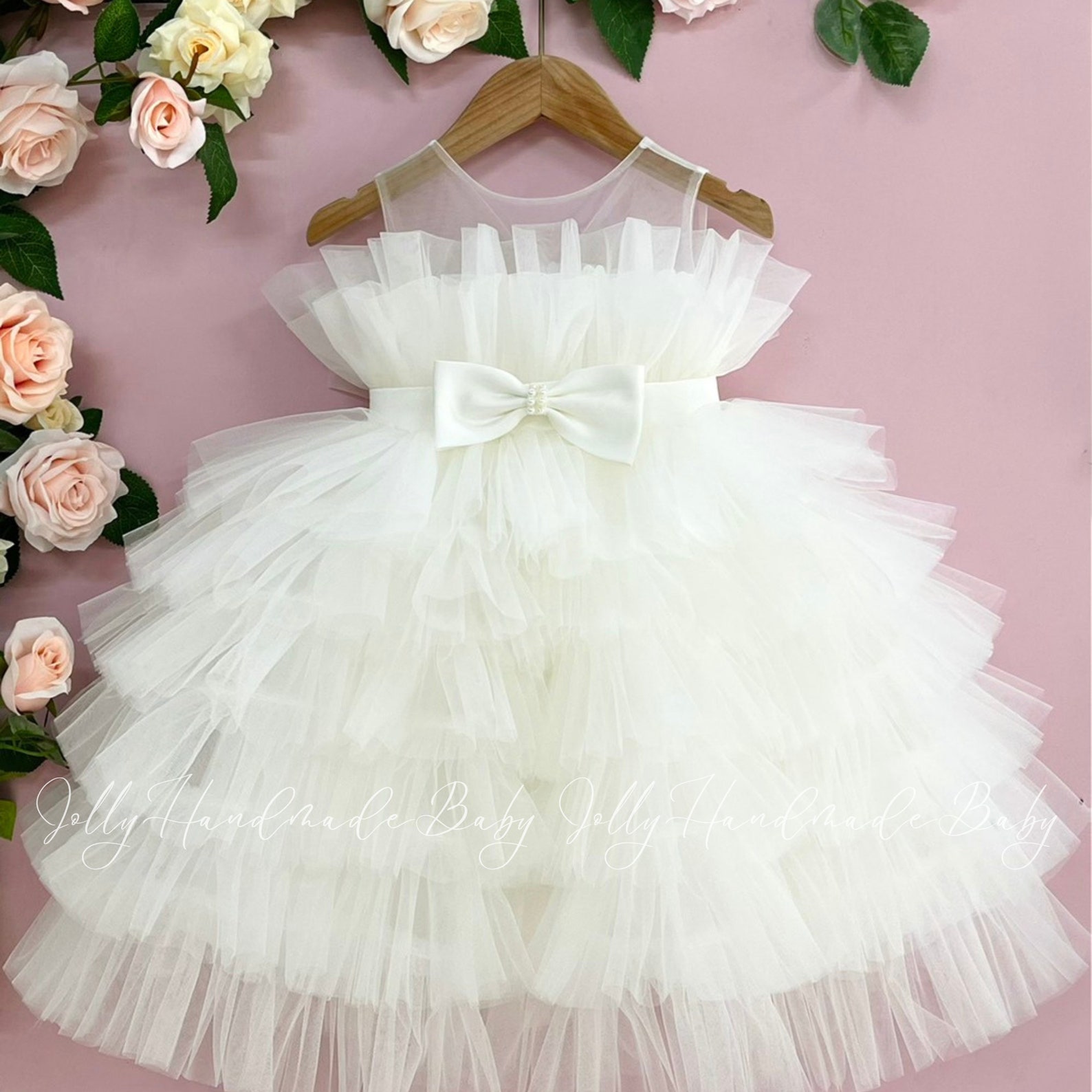 PINK FLUFFY DRESS Dusty Rose Flower Baby Dress Party Wear Etsy