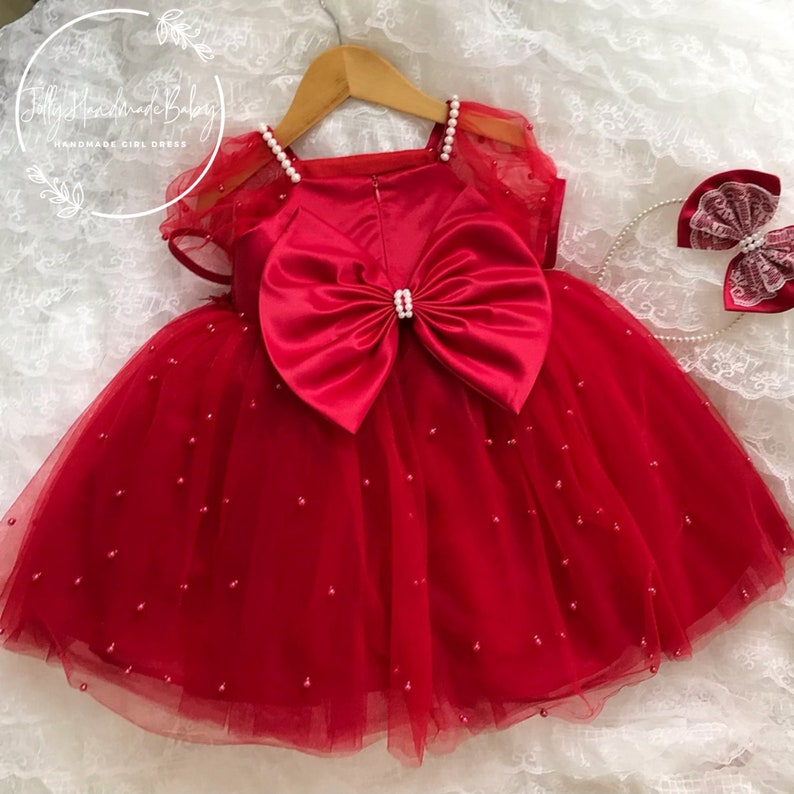 Red Fancy Tulle Style Baby Frock For Girls