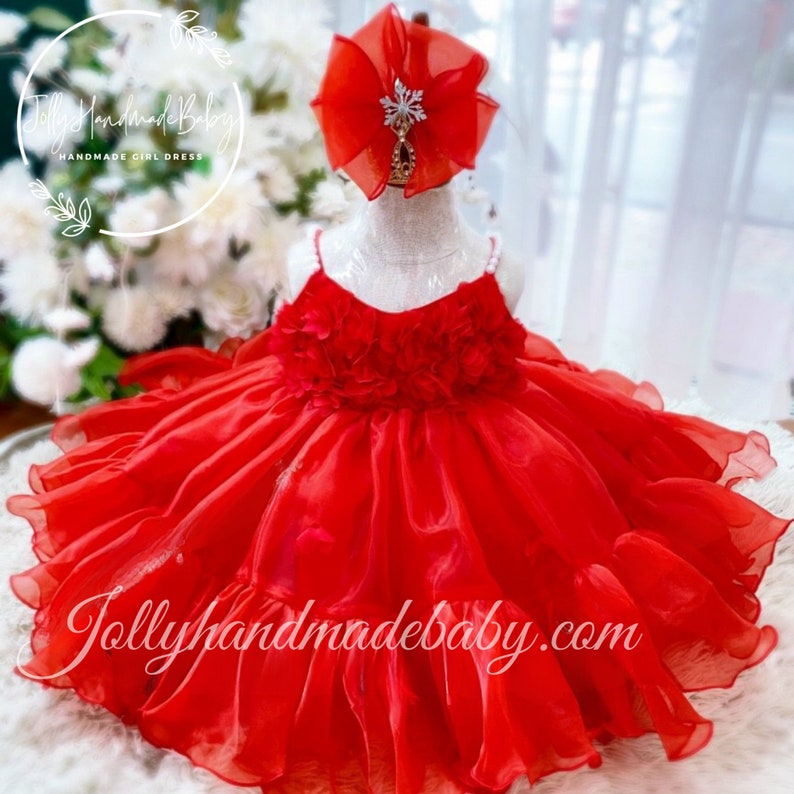 FLUFFY BABY DRESS Red Flower Strawberry Print Baby Dresses Etsy