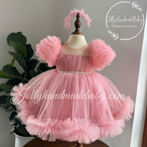 FLUFFY BABY DRESS Red Flower Strawberry Print Baby Dresses Etsy