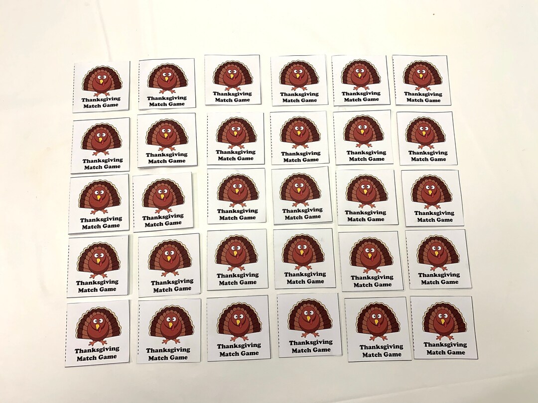 THANKSGIVING MATCH GAME- an Instant Download Paper Craft-prints on Five ...