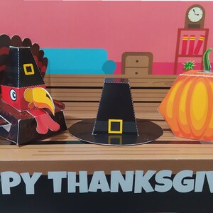 THANKSGIVING DECORATION DIY-3D-Instant Download Paper Craft-Prints on Eight 8 1/2 x11 Sheets-Includes Video for Simple Assembly Instructions