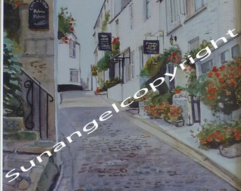 St. Ives. A Cornwall art print . High quality lithographic print from original watercolour.