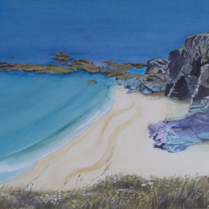 Broadagogue Cove Polzeath, Cornovaglia, dipinto originale.