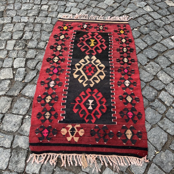 2.4x4.1 ft, Kilim Rug, Turkish Rug, Tribal Rug, Morrocan Rug, Beni Ourain Rug, Southwestern Rug, Indian Rug, Flatweave Rug, Oushak Rug