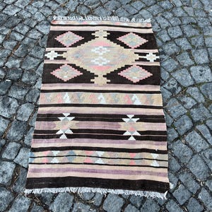2.4x3.7 ft, Small Turkish Rug, Kilim Rug, Boho Rug, Handwoven Bath Rug, Tribal Rug, Flatweave Rug, Southwestern Rug, Kitchen Rug, Rustic Rug