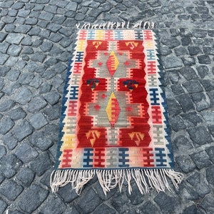 2.2x3.8 ft, Small Turkish Rug, Kilim Rug, Boho Rug, Handwoven Bath Rug, Tribal Rug, Flatweave Rug, Southwestern Rug, Kitchen Rug, Rustic Rug