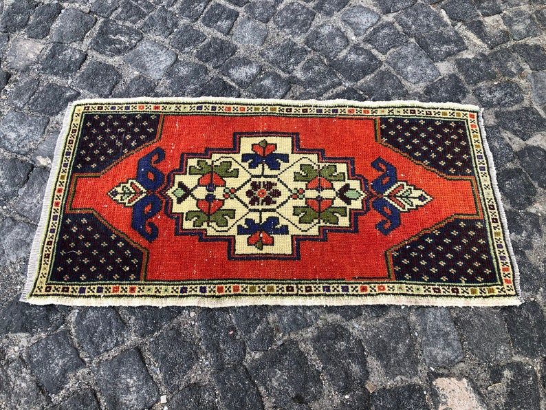 boho rug morrocan rug turkish rug small rug 1.7x3.3 ft handmade rug bath mat wool rug bathroom rug gift rug faded rug neutral rug