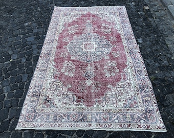 5.0x8.2 ft, Turkish Rug, Large Area Rug, Muted Rug, Handmade Rug, Faded Rug, Oushak Rug, Morrocan Rug, Berber Rug, Boho Rug, Oriental Rug