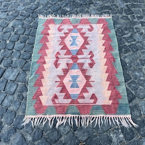 2.8x3.8 ft, Kilim Rug, Turkish Rug, Handwoven Bath Rug, Morrocan Rug, Kitchen Rug, Oushak Rug, Southwestern Rug, Flatweave Rug, Neutral Rug