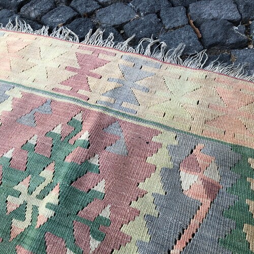 3.5x5.4 ft, Turkish Kilim Rug, Oushak shops Rug, Handmade Rug, Bedroom Rug, Pink Rug, Morrocan Rug, Neutral Rug, Southwestern Rug, Beni Ourain Rug