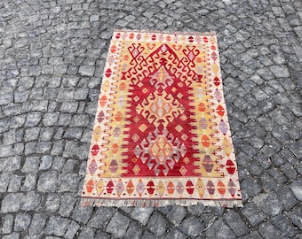 3.0x4.8 ft, Antique Kilim Rug, Turkish Rug, Boho Rug, Handwoven Bath Rug, Tribal Rug, Flatweave Rug, Southwestern Rug, Kitchen Rug, Wall Rug