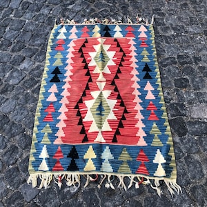 2.6x3.9 ft, Kilim Rug, Turkish Rug, Colorful Rug, Morrocan Rug, Beni Ourain Rug, Southwestern Rug, Indian Rug, Flatweave Rug, Tribal Rug
