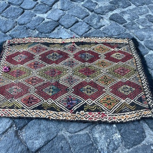 1.4x2.1 ft, Small Kilim Rug, Tribal Rug, Turkish Rug, Handwoven Bath Rug, Kitchen Rug, Southwestern Rug, Boho Rug, Oushak Rug, Indian Rug