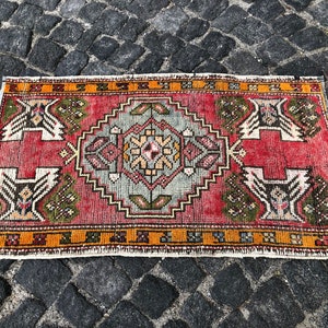 1.7x3.0 ft, Turkish Small Rug, Bathroom Rug, Kitchen Rug, Boho Rug, Morrocan Rug, Farmhouse Rug, Faded Rug, Door Mat Rug, Oushak Rug