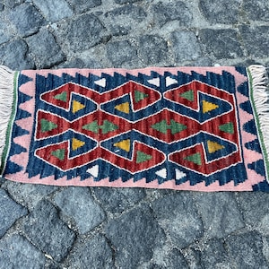 1.0x2.0 ft, Small Kilim Rug, Tribal Rug, Turkish Rug, Handwoven Bath Rug, Kitchen Rug, Southwestern Rug, Boho Rug, Oushak Rug, Indian Rug